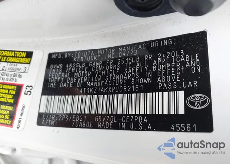 2023 Toyota Camry Trd из США, поврежденный, VIN 4T1KZ1AKXPU082161